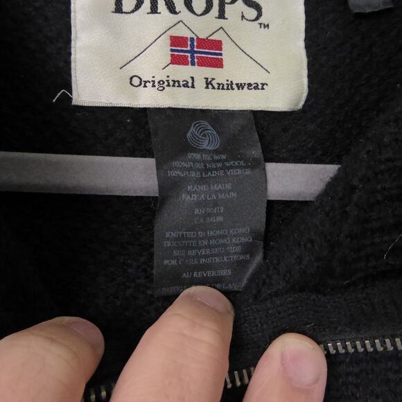 VTG Drops Original Knitwear Wool Sweater Unisex SZ M Partial Zip Fair Isle - Picture 8 of 14